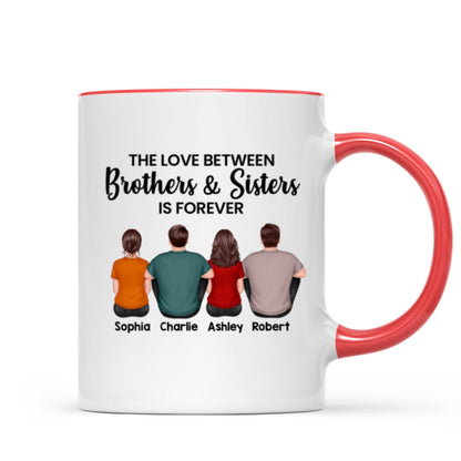 The Love Between Brothers Sisters Family Is Forever Back View Personalized Mug
