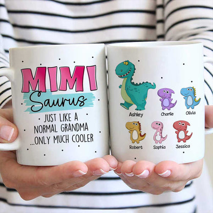 Grandmasaurus Mamasaurus Cute Dinosaurs Mother's Day Gift For Mom Grandma Personalized Mug