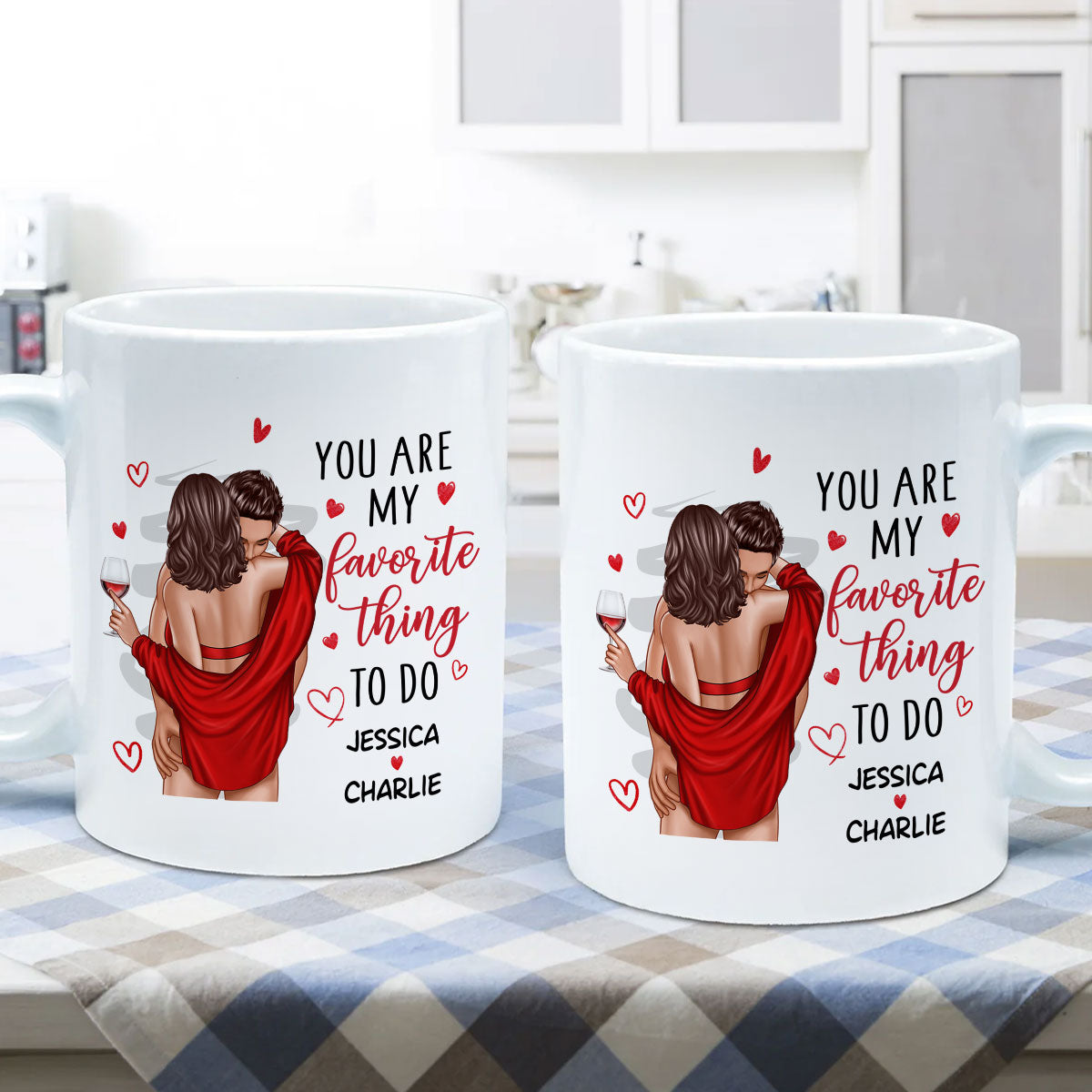 Couple Standing Kissing My Favorite Thing To Do Is You Personalized Mug