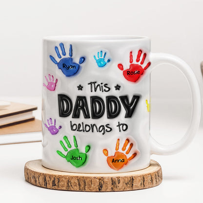 This Daddy Grandpa Belongs To Handprints Personalized 3D Inflated Printed Mug