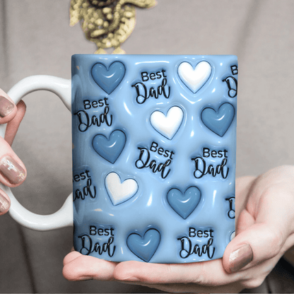 Best Dad With Heart Pattern 3D Inflated Effect Mug HO82 890524