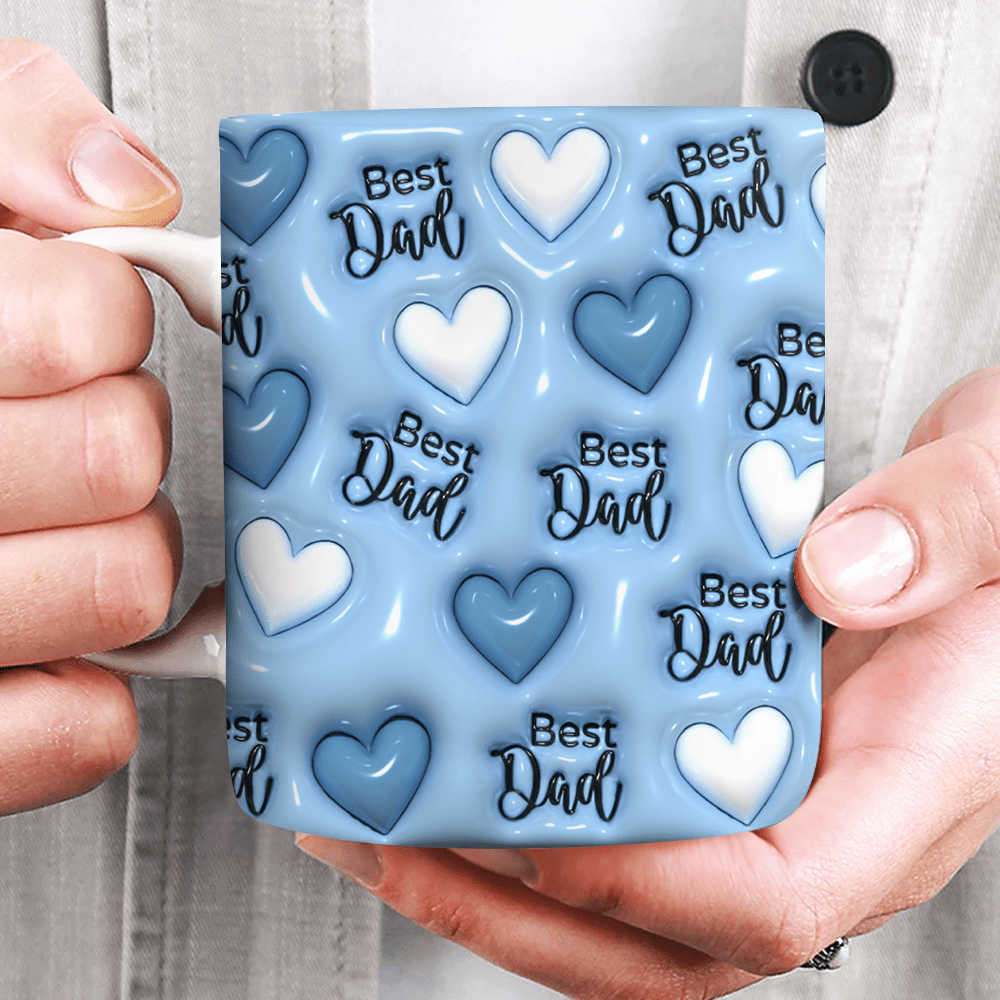 Best Dad With Heart Pattern 3D Inflated Effect Mug HO82 890524
