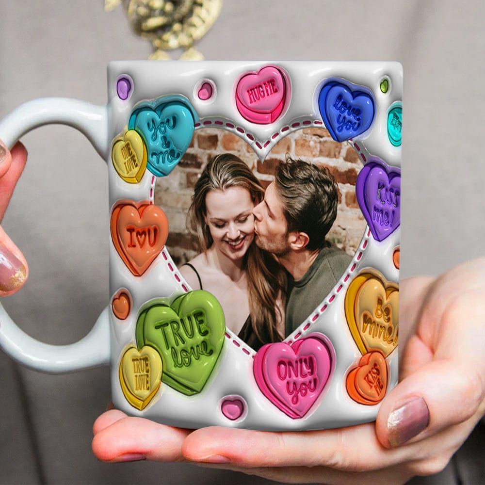 Custom Couple Photo With Heart Pattern 3D Inflated Mug Valentine Gift HA75 891778