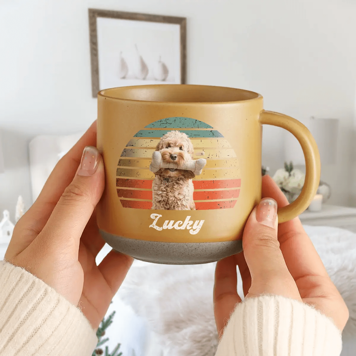 Custom Dog Cat Photo Retro Pottery Mug TH10 892099