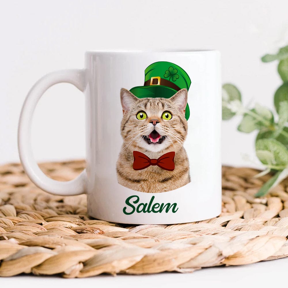 Custom Dog Cat Photo ST Patrick's Day White Mug Dog Lovers Gift Cat Lovers Gift CH07 895180