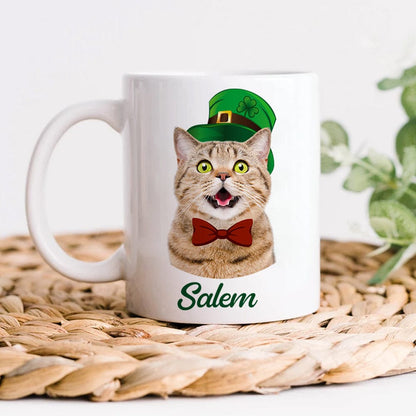 Custom Dog Cat Photo ST Patrick's Day White Mug Dog Lovers Gift Cat Lovers Gift CH07 895180