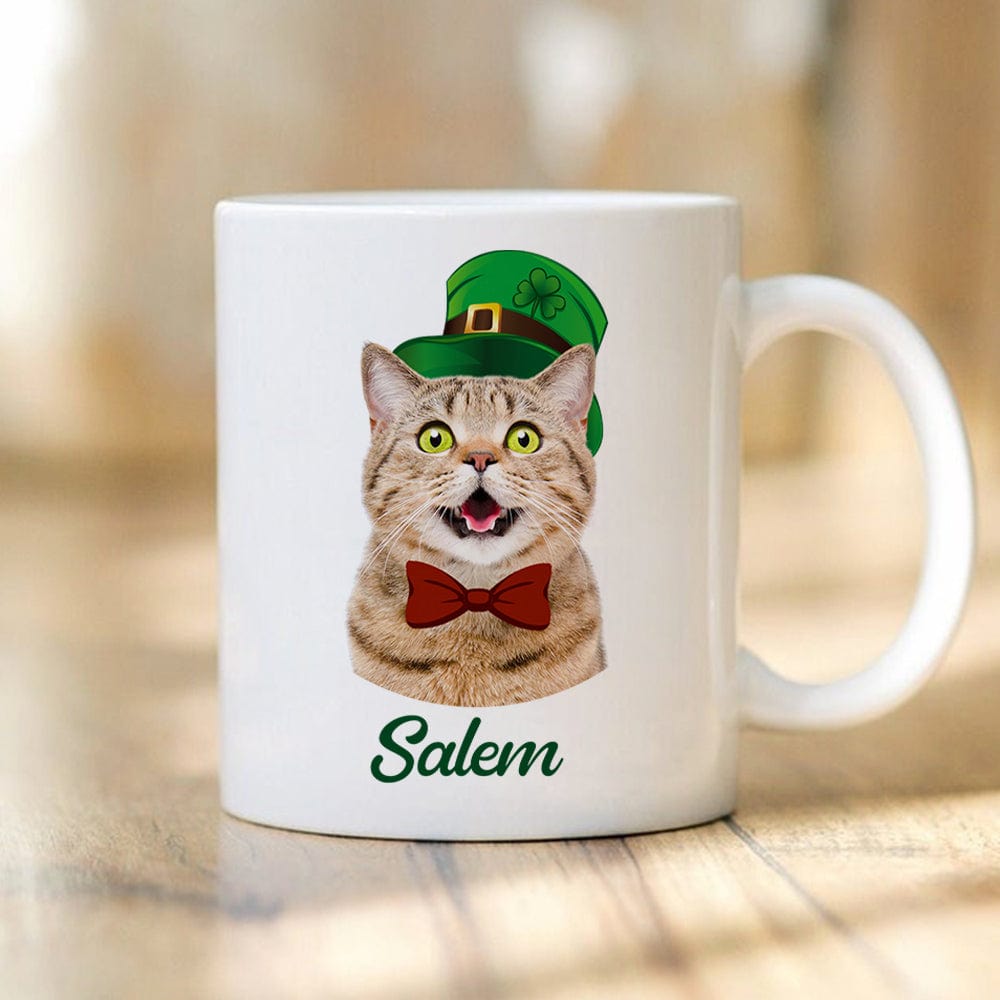 Custom Dog Cat Photo ST Patrick's Day White Mug Dog Lovers Gift Cat Lovers Gift CH07 895180