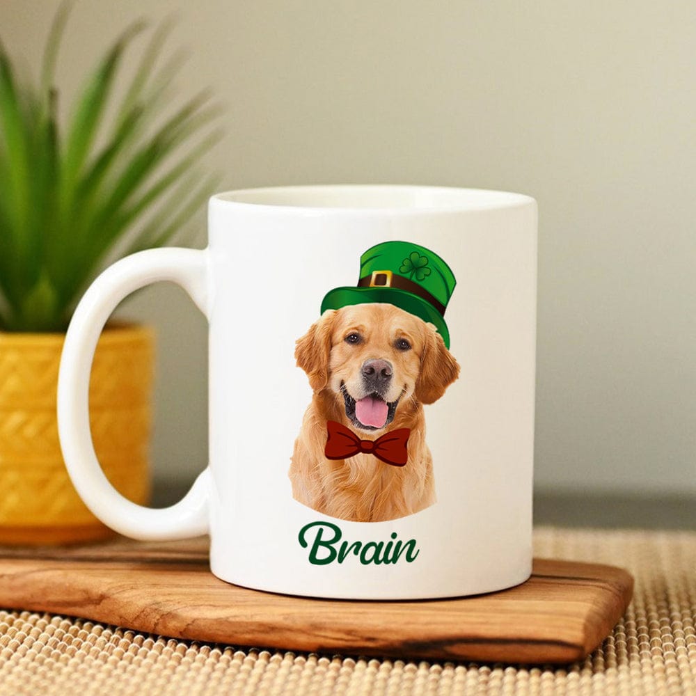 Custom Dog Cat Photo ST Patrick's Day White Mug Dog Lovers Gift Cat Lovers Gift CH07 895180