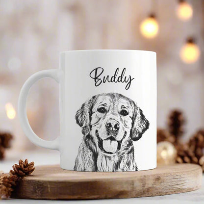 Custom Dog Photo Portrait Pencil Drawing Mug - Gift for Dog Lovers LM32 891917