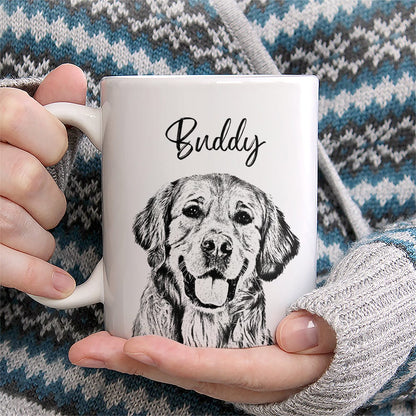 Custom Dog Photo Portrait Pencil Drawing Mug - Gift for Dog Lovers LM32 891917
