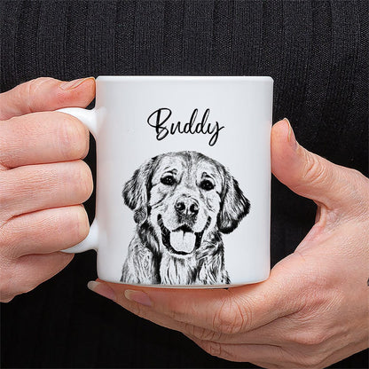 Custom Dog Photo Portrait Pencil Drawing Mug - Gift for Dog Lovers LM32 891917