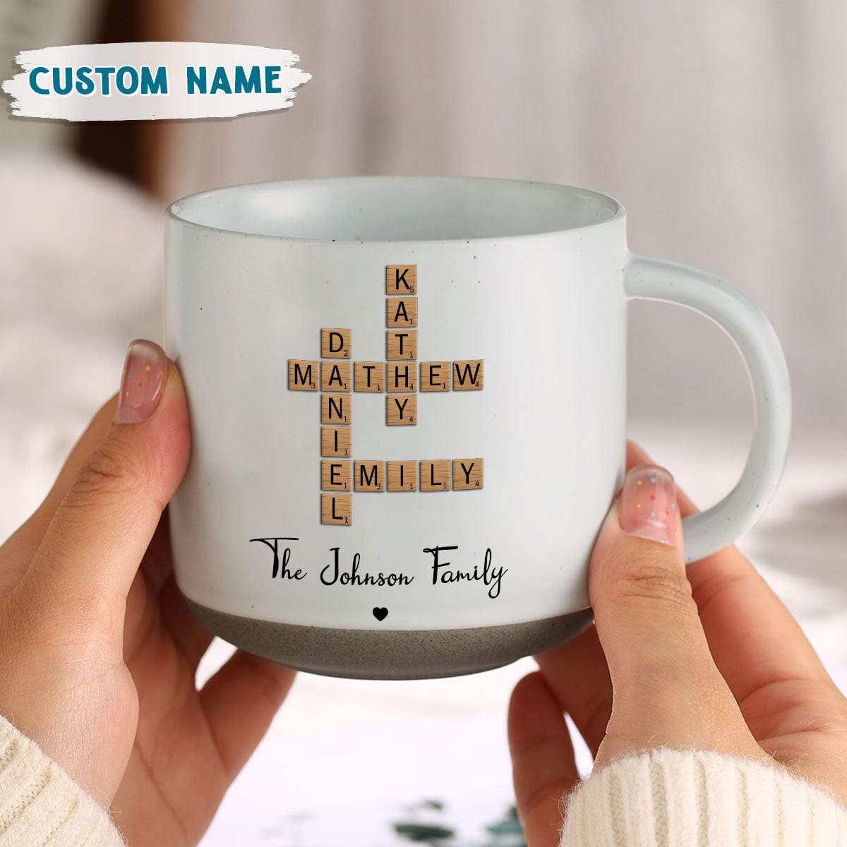 Custom Family Members Name Crossword Puzzle Personalized Pottery Mug TH10 895026
