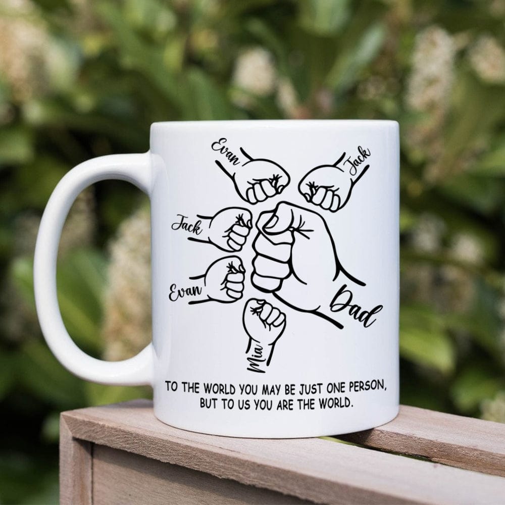 Custom Name To The World Dad Father's Day Fist Bump Mug Personalized Gift HO82 890632