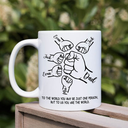 Custom Name To The World Dad Father's Day Fist Bump Mug Personalized Gift HO82 890632