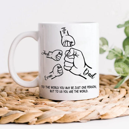 Custom Name To The World Dad Father's Day Fist Bump Mug Personalized Gift HO82 890632