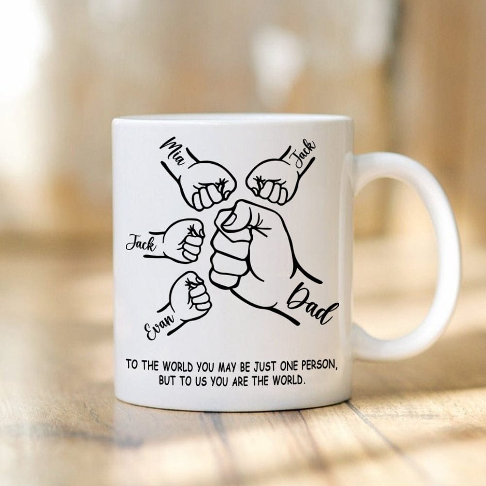 Custom Name To The World Dad Father's Day Fist Bump Mug Personalized Gift HO82 890632