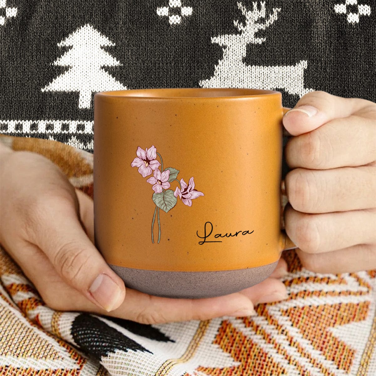 Custom Name With Floral Pottery Mug TH10 892081