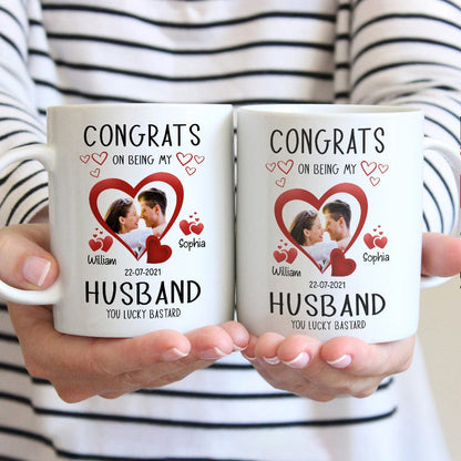 Custom Photo Congrats On Being My Husband Family Mug N304 889947