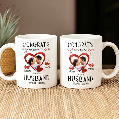 Custom Photo Congrats On Being My Husband Family Mug N304 889947