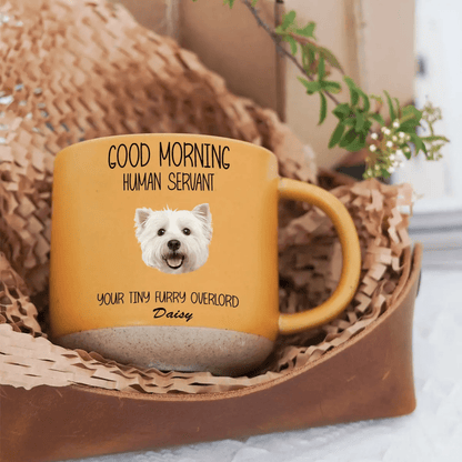 Custom Photo Good Morning Human Servant Dog Cat Pottery Mug TH10 892091