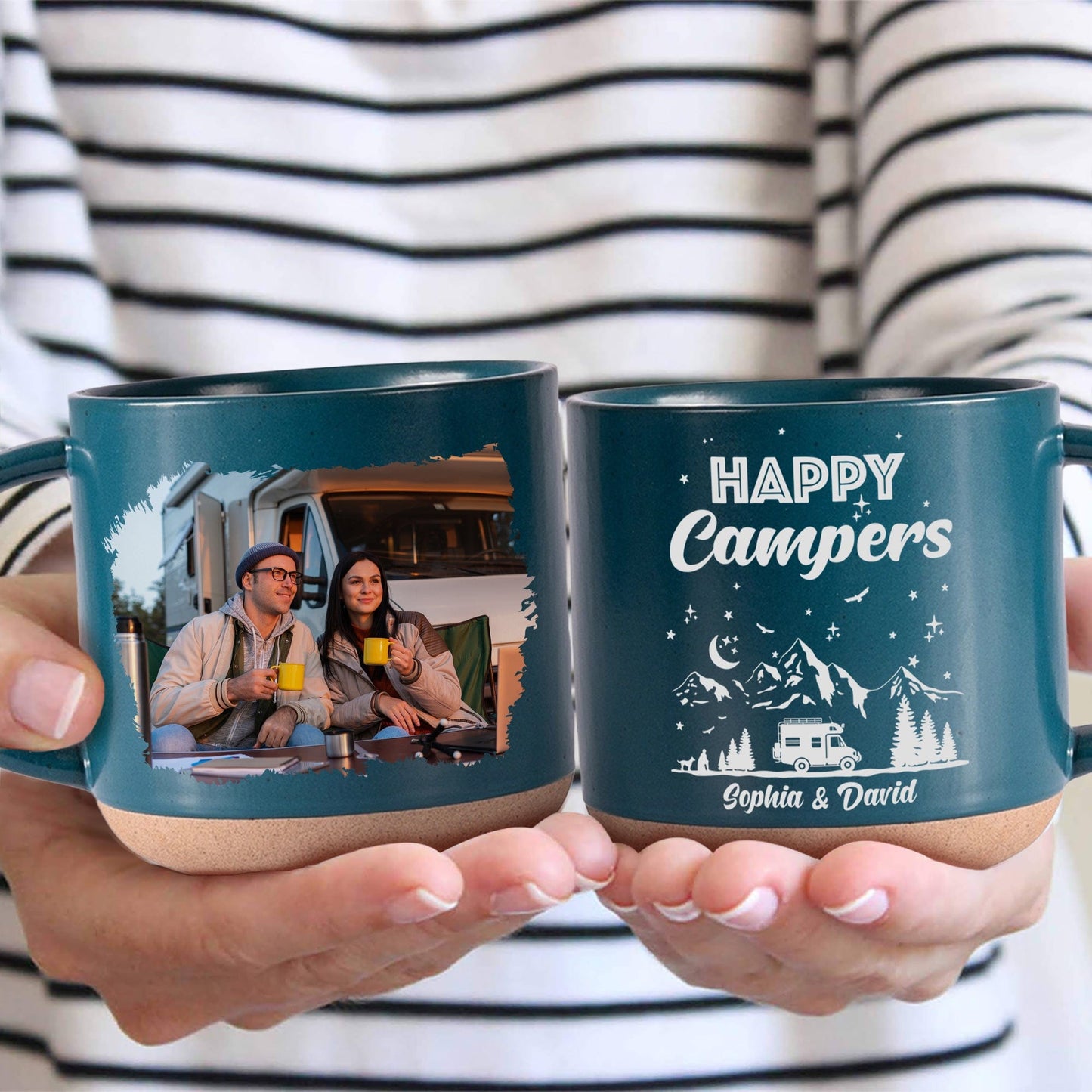 Custom Photo Happy Campers Couple Pottery Mug TH10 892173