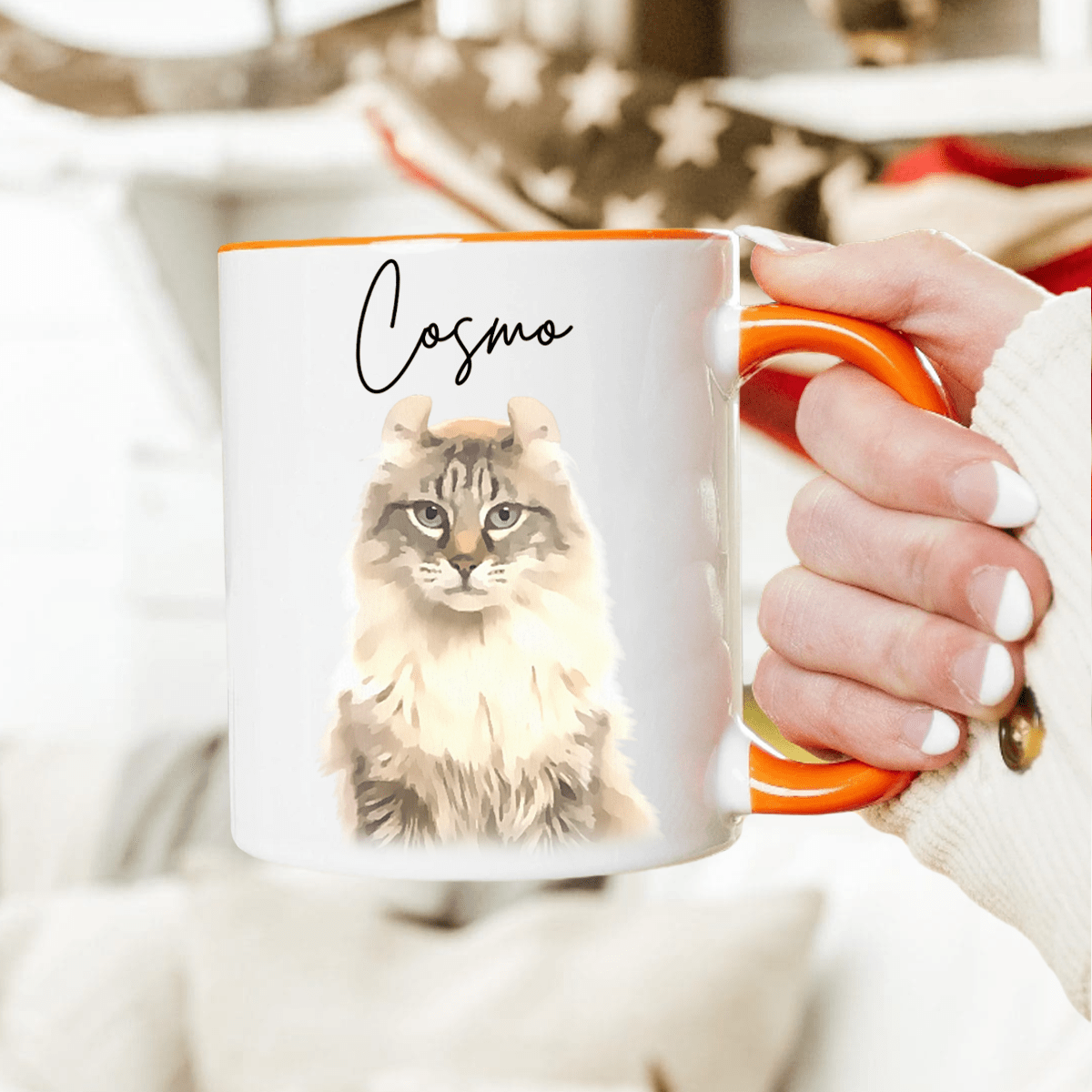 Custom Watercolor Dog Cat Pet Photo Accent Mug HA75 891804