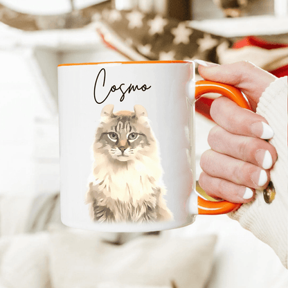 Custom Watercolor Dog Cat Pet Photo Accent Mug HA75 891804