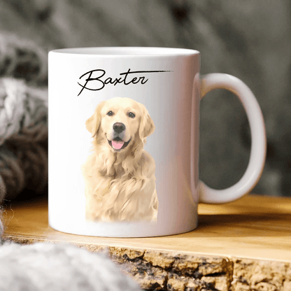 Custom Watercolor Dog Cat Pet Photo White Mug HA75 891802