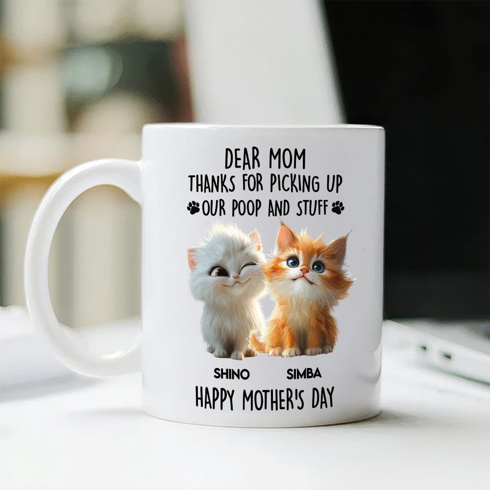 Dad Mom Thanks For Picking Up My Poop And Stuff Personalized White Mug Gift For Cat Lovers CH07 895240