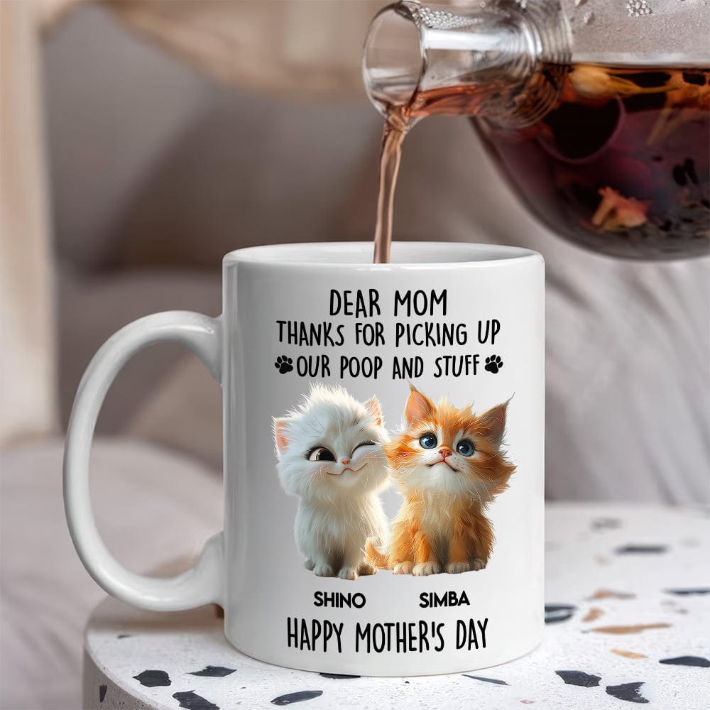 Dad Mom Thanks For Picking Up My Poop And Stuff Personalized White Mug Gift For Cat Lovers CH07 895240
