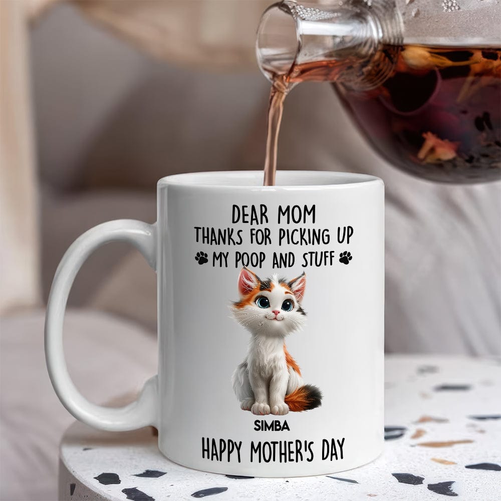 Dad Mom Thanks For Picking Up My Poop And Stuff Personalized White Mug Gift For Cat Lovers CH07 895240
