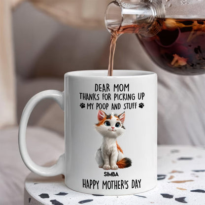 Dad Mom Thanks For Picking Up My Poop And Stuff Personalized White Mug Gift For Cat Lovers CH07 895240