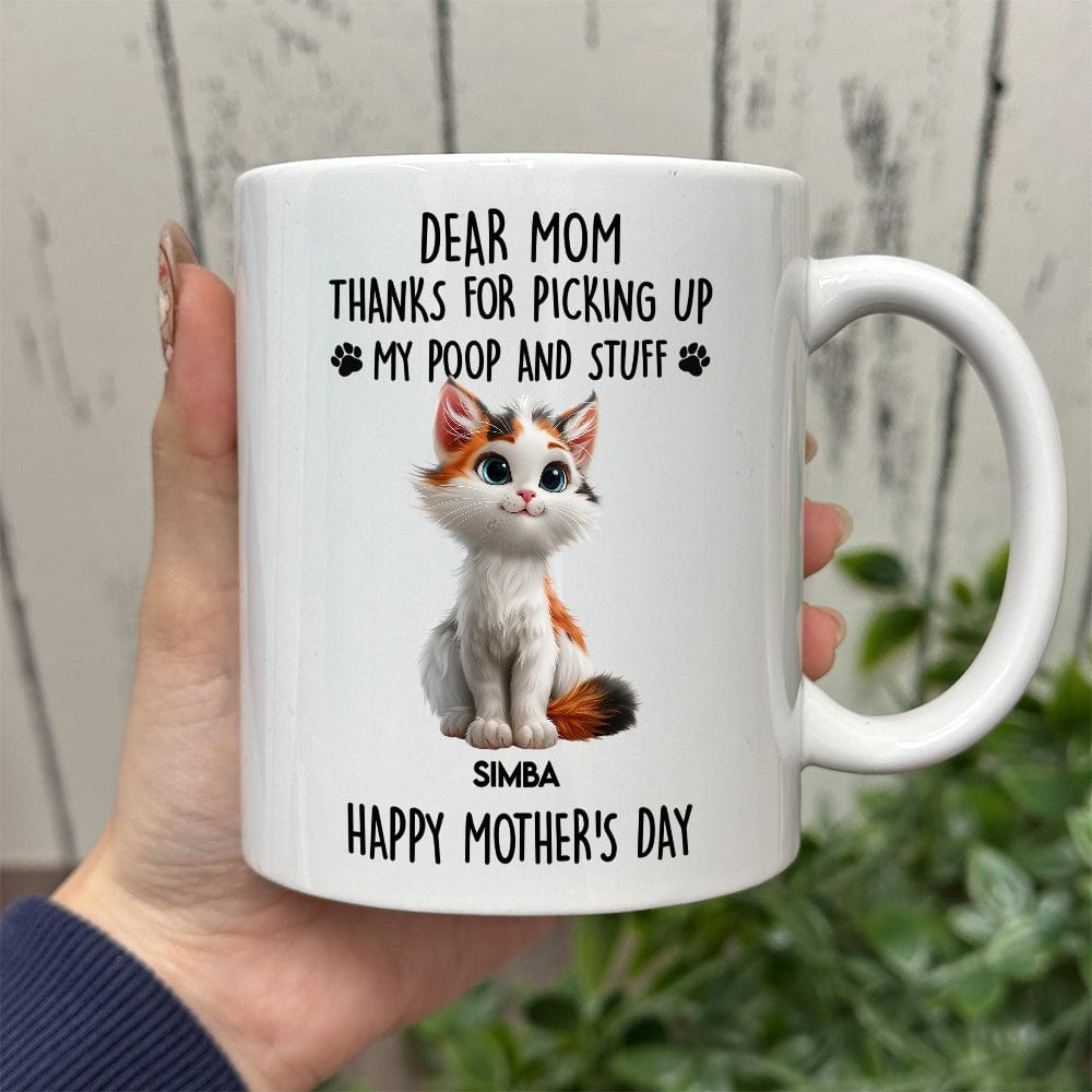 Dad Mom Thanks For Picking Up My Poop And Stuff Personalized White Mug Gift For Cat Lovers CH07 895240