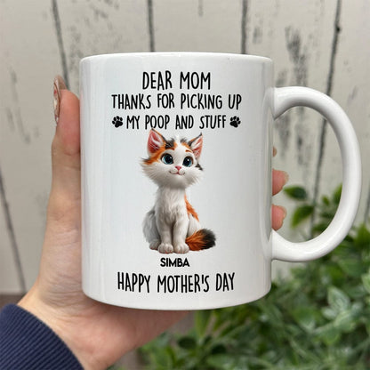 Dad Mom Thanks For Picking Up My Poop And Stuff Personalized White Mug Gift For Cat Lovers CH07 895240