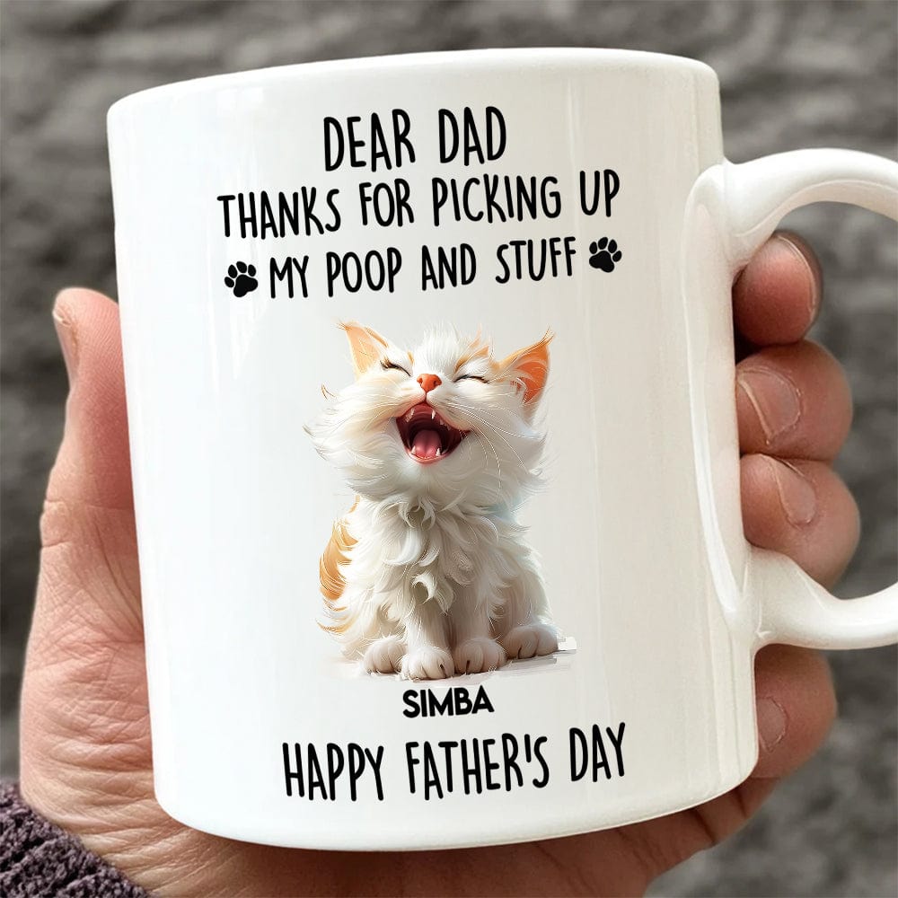 Dad Mom Thanks For Picking Up My Poop And Stuff Personalized White Mug Gift For Cat Lovers CH07 895240