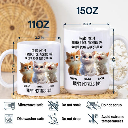 Dad Mom Thanks For Picking Up My Poop And Stuff Personalized White Mug Gift For Cat Lovers CH07 895240