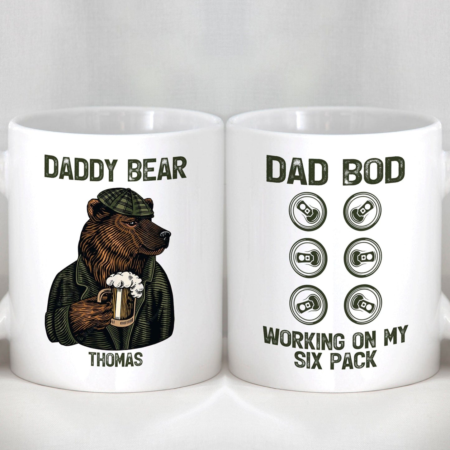 Daddy Bear Dad Bod Working On My Six Pack Personalized Custom Family Mug C322