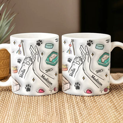 Mom And Cat High Five Hand 3D Mug Personalized Gift TH10 890899