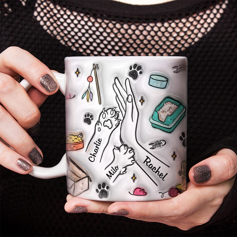 Mom And Cat High Five Hand 3D Mug Personalized Gift TH10 890899
