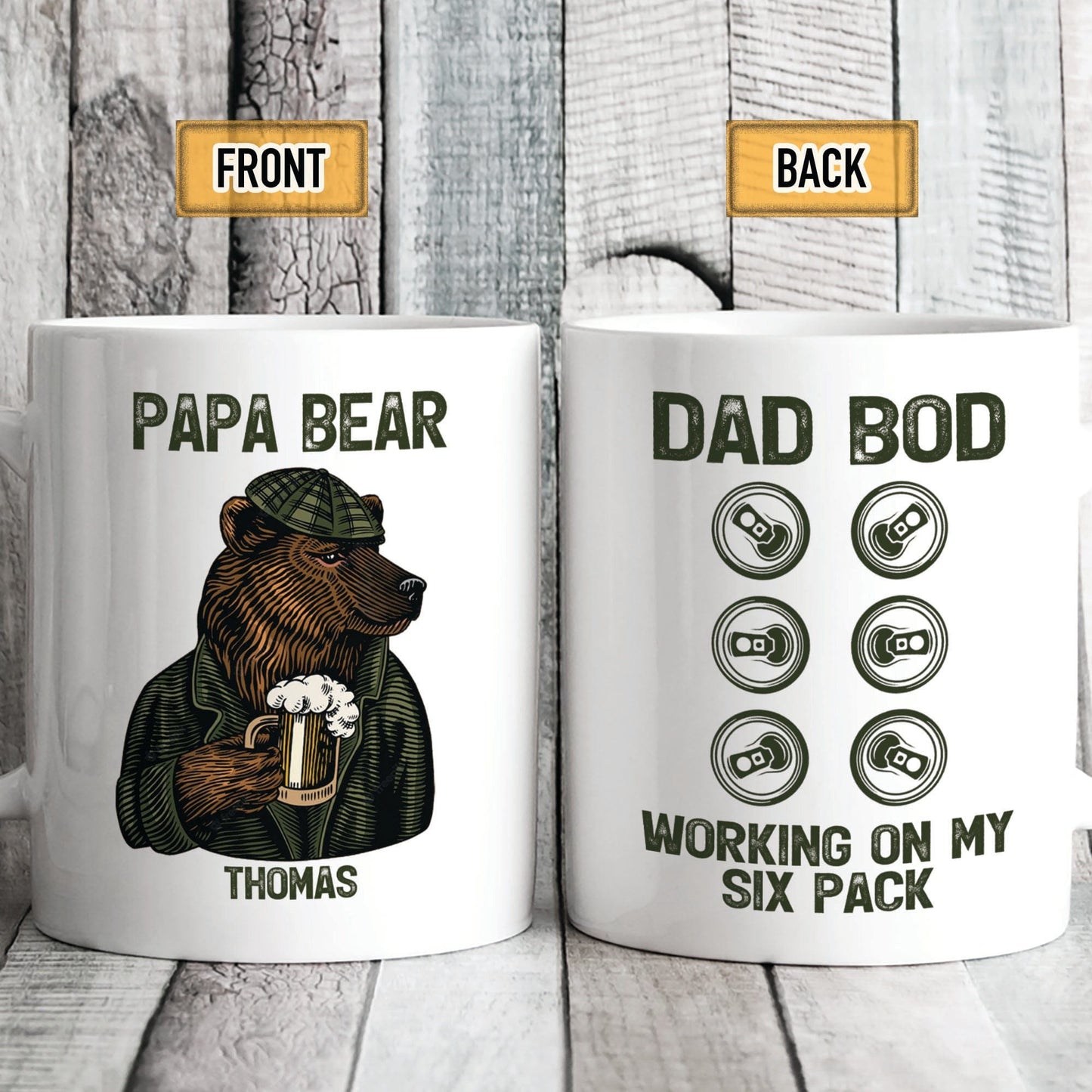 Papa Bear Dad Bod Working On My Six Pack Personalized Custom Family Mug C322