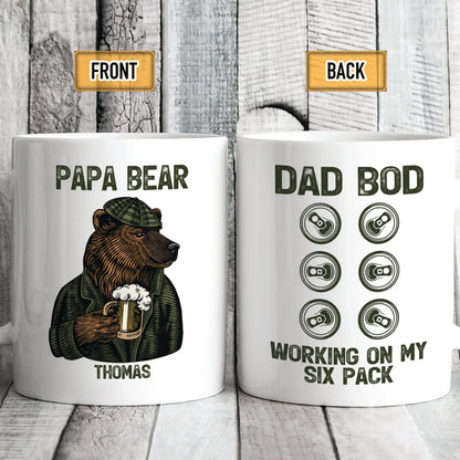 Papa Bear Dad Bod Working On My Six Pack Personalized Custom Family Mug C322