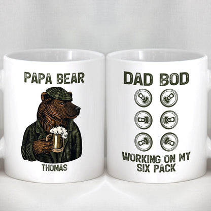 Papa Bear Dad Bod Working On My Six Pack Personalized Custom Family Mug C322