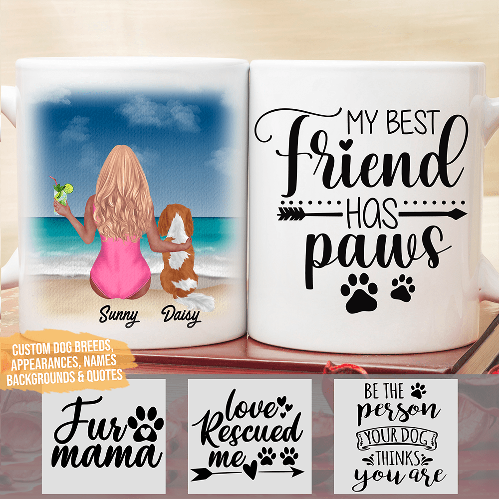 Beach Bikini And Dogs Coffee Mug