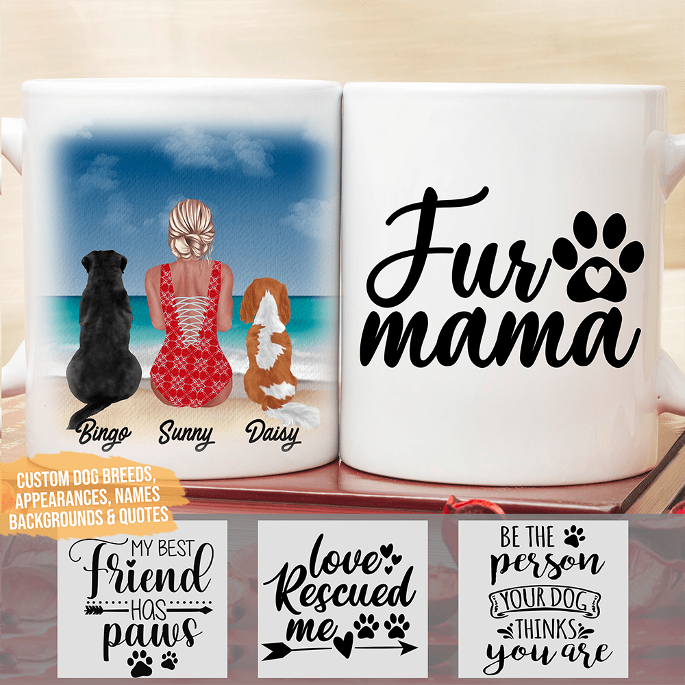 Beach Bikini And Dogs Coffee Mug