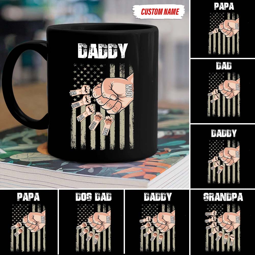 Personalized Dad With Kids Hand To Hand Family Coffee Mug, HN590 890969