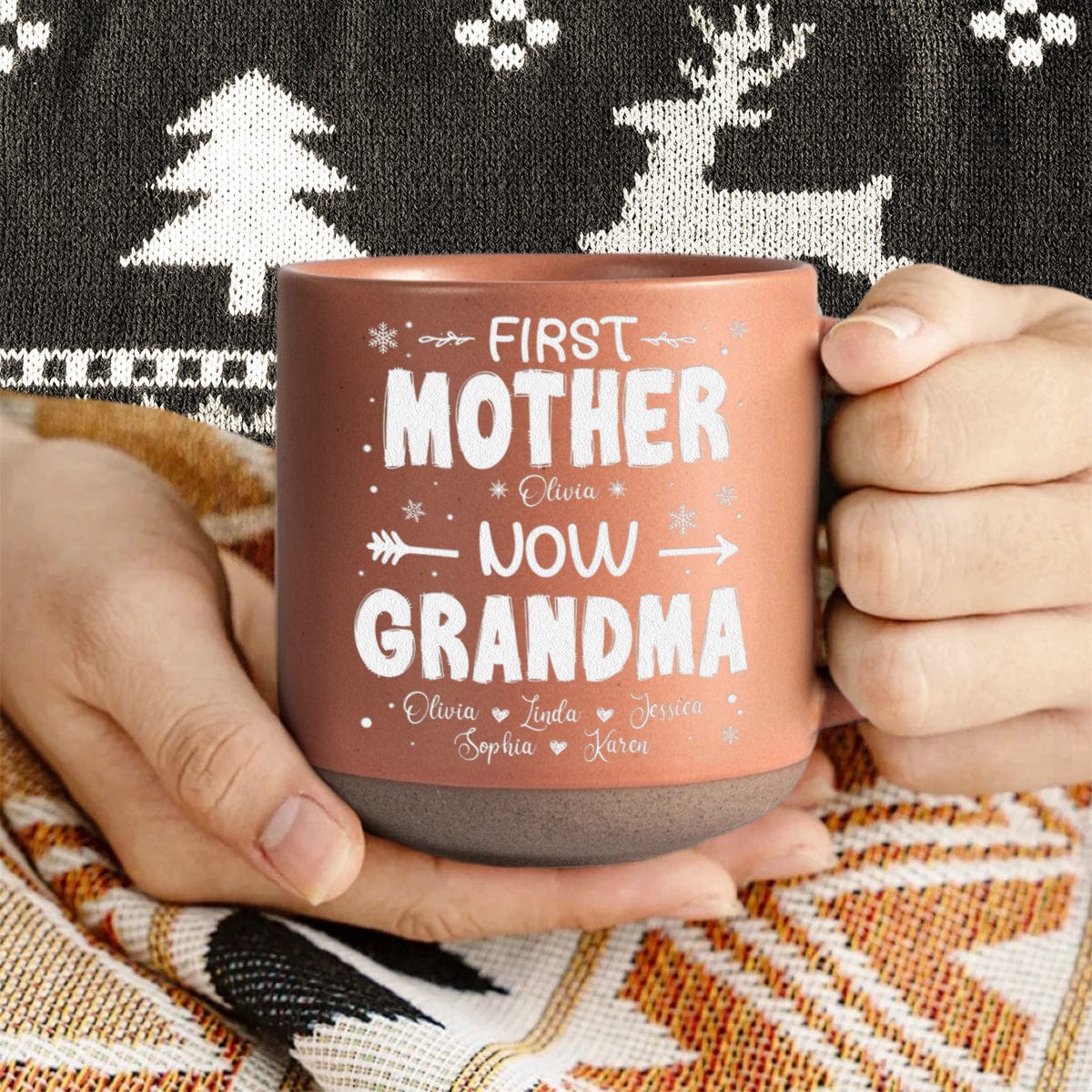 Personalized Gift First Mom Now Grandma Engraved Pottery Mug HO82 891921