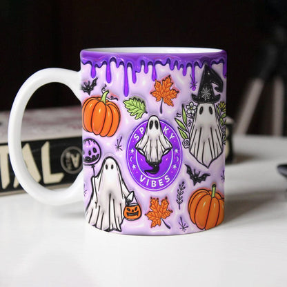 Spooky Vibes With Pumpkin Halloween Personalized Gift Mug HO82 891336