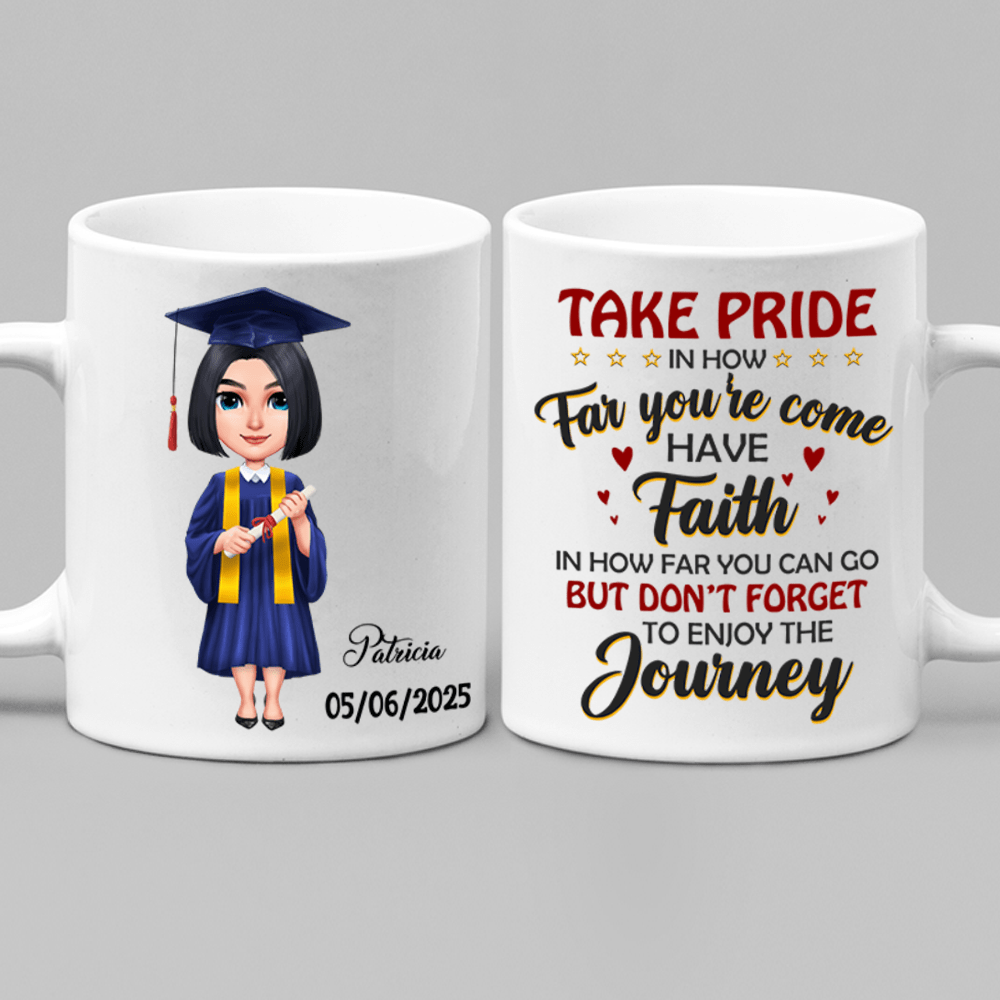 Take Pride Congrats Grad Graduation mug, Custom Chibi ClipArt HN590