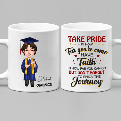 Take Pride Congrats Grad Graduation mug, Custom Chibi ClipArt HN590