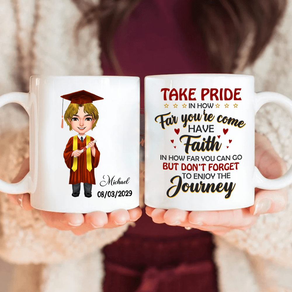 Take Pride Congrats Grad Graduation mug, Custom Chibi ClipArt HN590
